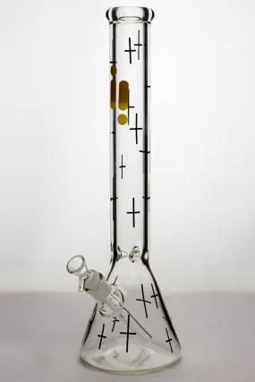 17" infyniti glass cross symbol printed beaker water bong