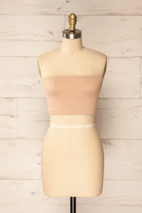 Arcachon Beige | Ribbed Bandeau Top