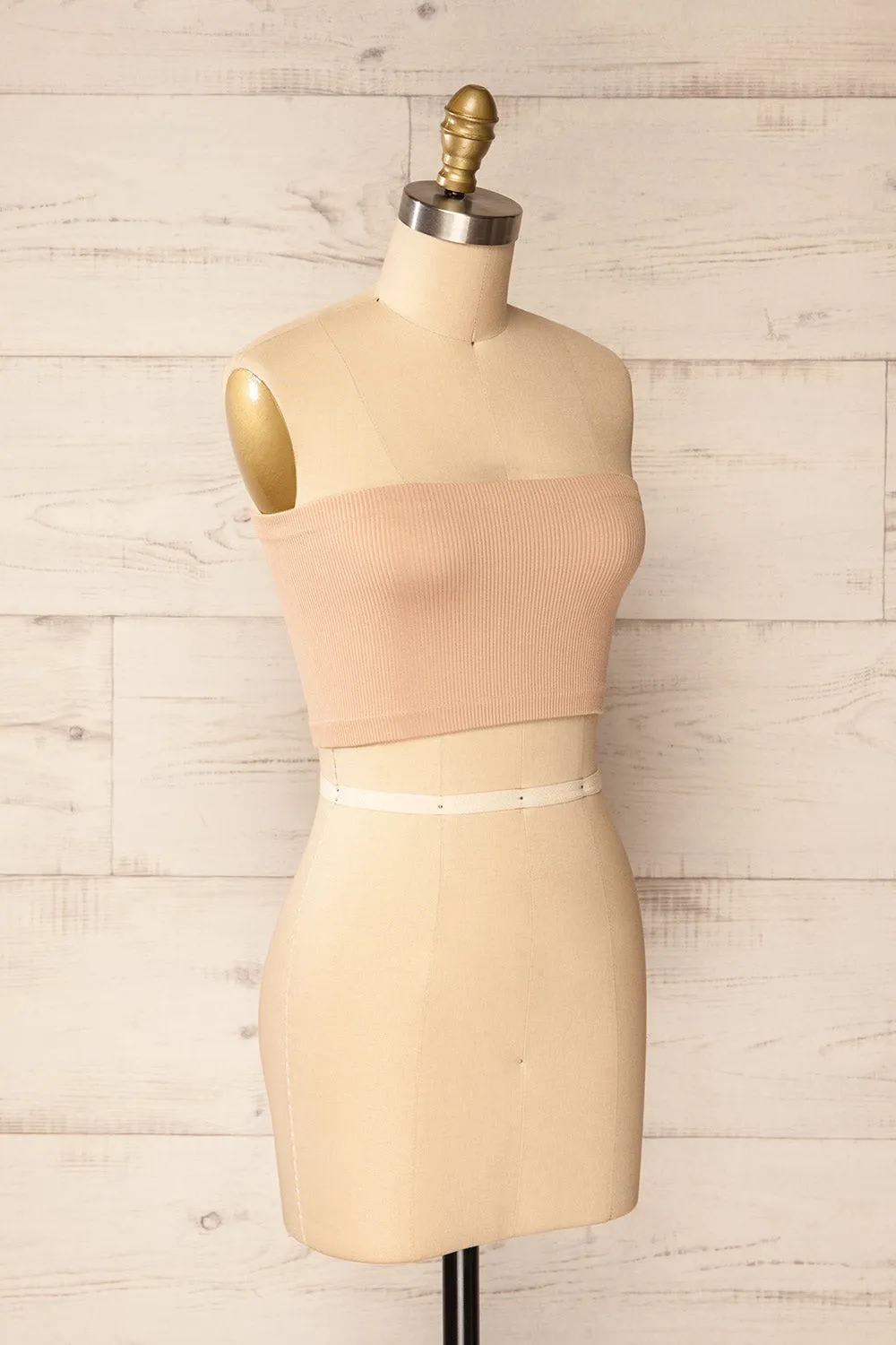 Arcachon Beige | Ribbed Bandeau Top