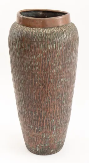 Art Nouveau Hammered Cooper Tall Vase