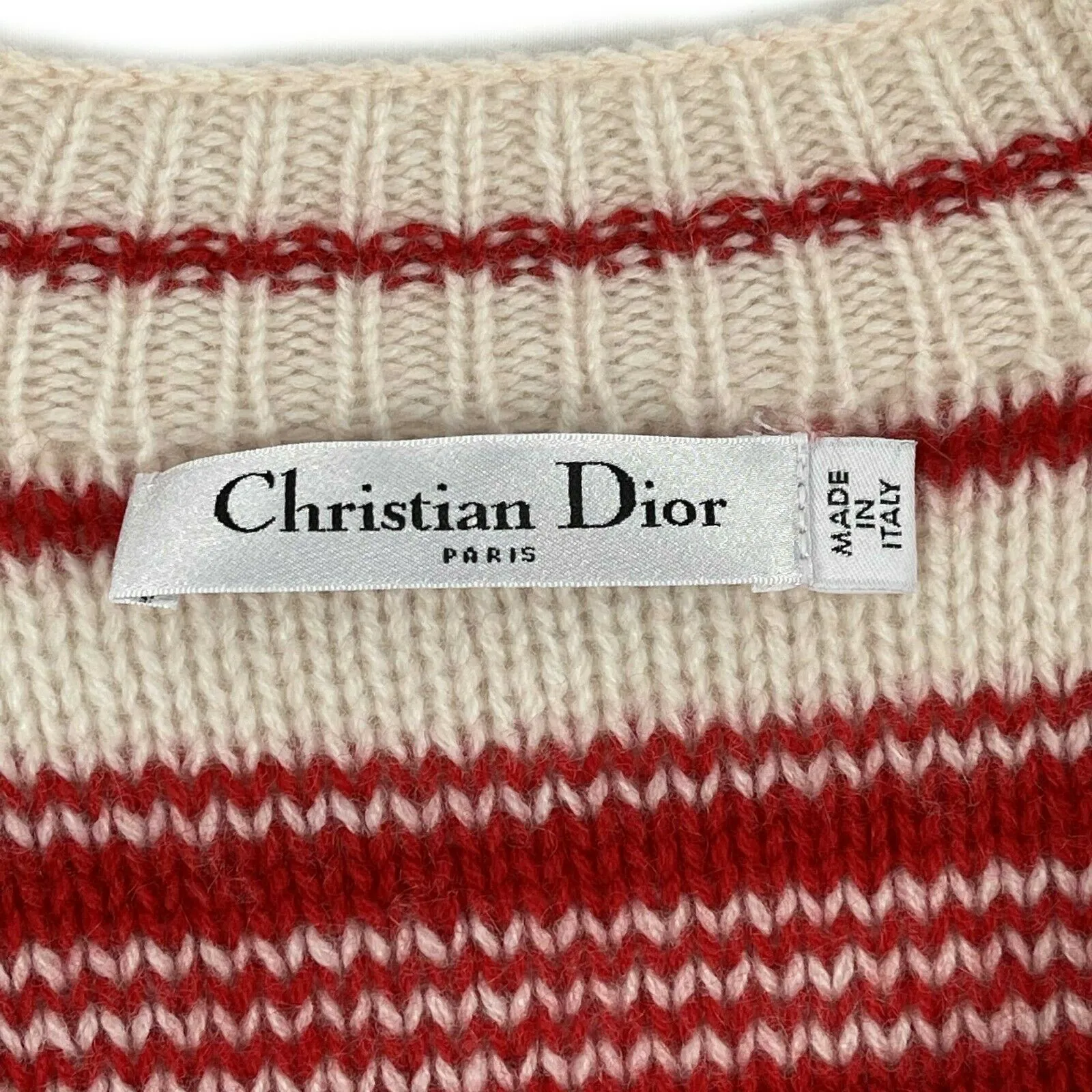 Christian Dior - Knit Cropped Stripe Tassel Sweater - White/Red - 36 US 4