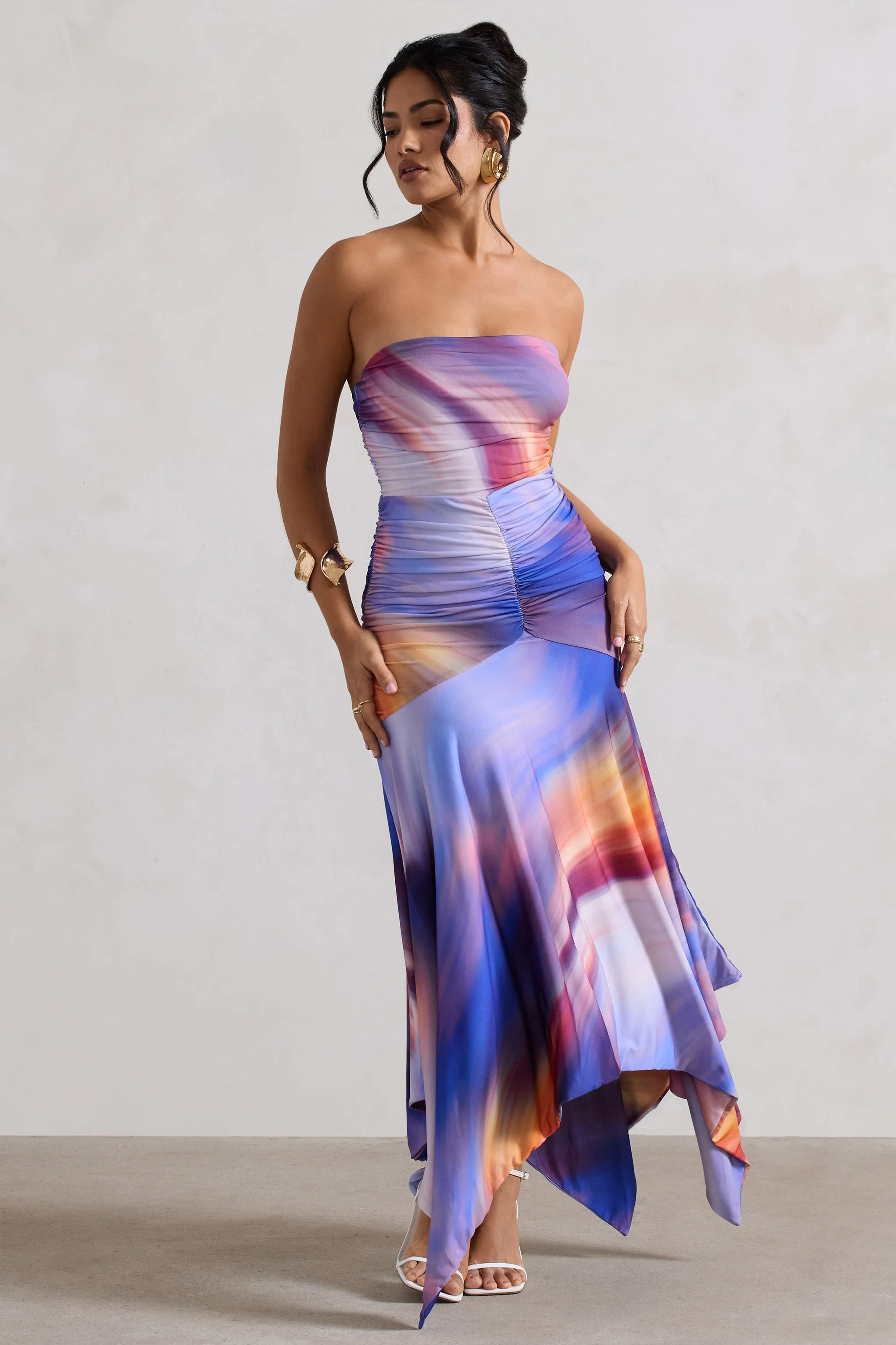 Florianne | Robe longue bleu ombré et encolure bandeau