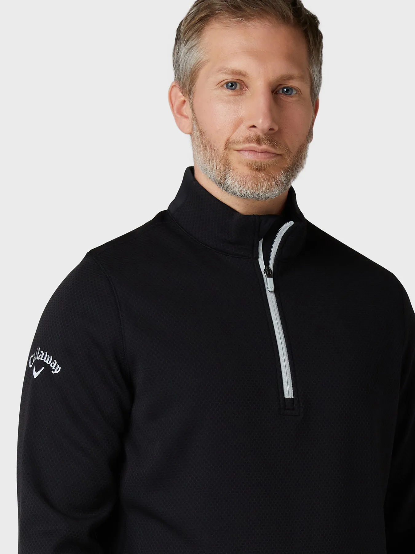 Men's Midweight 1/4 Zip Hex Pullover In Caviar