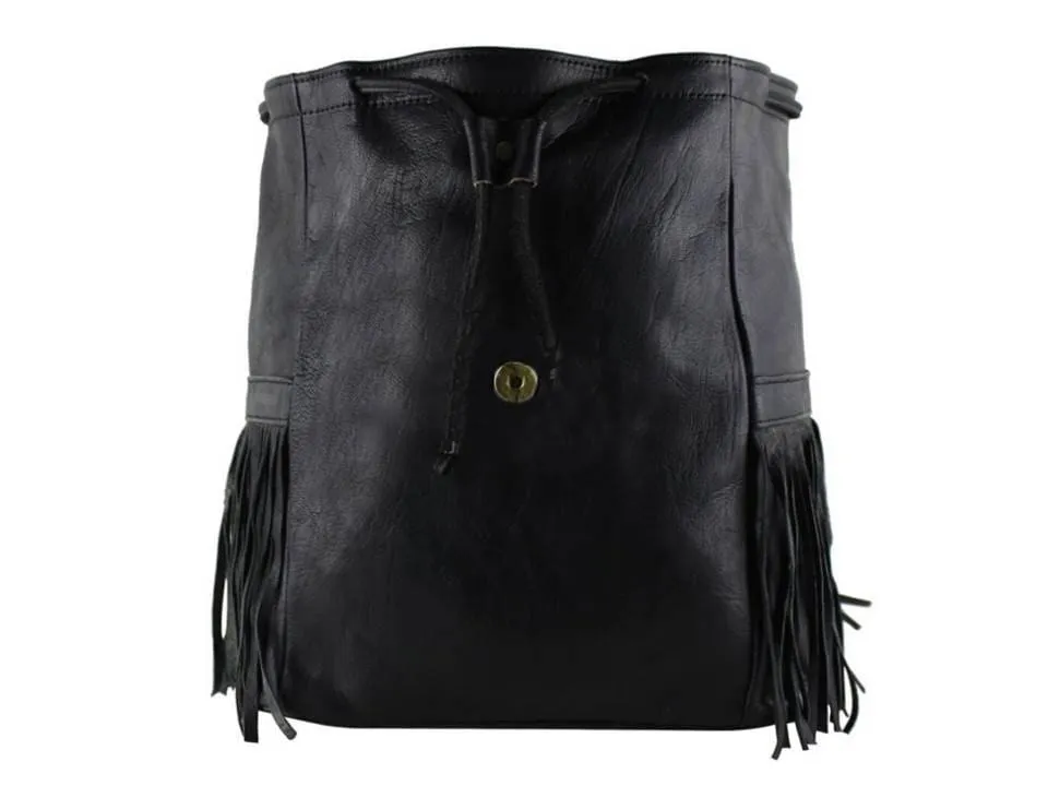 Rebel Leather Backpack - Cube - Black